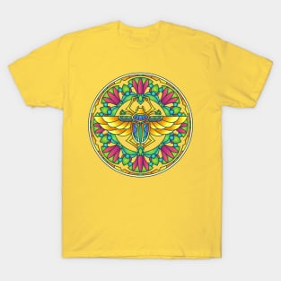 Egyptian Symbol Scarab Mandala Style Design T-Shirt